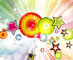colored rainbow with retro stars
